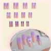 image:imageBABALAL Press On Nails Long Square Fake Nails Nude Mixed Colorful Floral Print Glossy Glue On Nails For Women And Girls 24Pcs ReusableFnm06purple