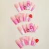 image:imageBABALAL Press On Nails Long Square Fake Nails Nude Mixed Colorful Floral Print Glossy Glue On Nails For Women And Girls 24Pcs ReusableFnm07strawberry