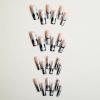 image:imageBABALAL Press On Nails Long Square Fake Nails Nude Mixed Colorful Floral Print Glossy Glue On Nails For Women And Girls 24Pcs ReusableFnm09black