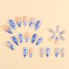 image:imageBABALAL Press On Nails Medium Almond Fake Nails Blue Swirl with Checkerboard amp Heart Glossy Y2K Retro Glue On Nails for Women and Girls 24PcsANU00