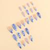 image:imageBABALAL Press On Nails Medium Almond Fake Nails Blue Swirl with Checkerboard amp Heart Glossy Y2K Retro Glue On Nails for Women and Girls 24PcsANU00