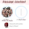 image:imageBABALAL Press On Nails Medium Almond Fake Nails Blue Swirl with Checkerboard amp Heart Glossy Y2K Retro Glue On Nails for Women and Girls 24PcsANU0002