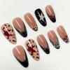 image:imageBABALAL Press On Nails Medium Almond Fake Nails Blue Swirl with Checkerboard amp Heart Glossy Y2K Retro Glue On Nails for Women and Girls 24PcsANU0002