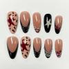 image:imageBABALAL Press On Nails Medium Almond Fake Nails Blue Swirl with Checkerboard amp Heart Glossy Y2K Retro Glue On Nails for Women and Girls 24PcsANU0002