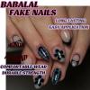 image:imageBABALAL Press On Nails Medium Almond Fake Nails Blue Swirl with Checkerboard amp Heart Glossy Y2K Retro Glue On Nails for Women and Girls 24PcsANU01black