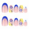 image:imageBABALAL Press On Nails Medium Almond Fake Nails Blue Swirl with Checkerboard amp Heart Glossy Y2K Retro Glue On Nails for Women and Girls 24PcsANU01lemon