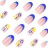 image:imageBABALAL Press On Nails Medium Almond Fake Nails Blue Swirl with Checkerboard amp Heart Glossy Y2K Retro Glue On Nails for Women and Girls 24PcsANU01lemon
