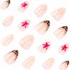 image:imageBABALAL Press On Nails Medium Almond Fake Nails Blue Swirl with Checkerboard amp Heart Glossy Y2K Retro Glue On Nails for Women and Girls 24PcsANU01pink