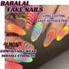 image:imageBABALAL Press On Nails Medium Almond Fake Nails Blue Swirl with Checkerboard amp Heart Glossy Y2K Retro Glue On Nails for Women and Girls 24PcsANU01star
