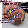 image:imageBABALAL Press On Nails Medium Almond Fake Nails Blue Swirl with Checkerboard amp Heart Glossy Y2K Retro Glue On Nails for Women and Girls 24PcsANU02colorful