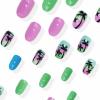 image:imageBABALAL Press On Nails Medium Almond Fake Nails Blue Swirl with Checkerboard amp Heart Glossy Y2K Retro Glue On Nails for Women and Girls 24PcsANU02coconut