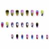 image:imageBABALAL Press On Nails Medium Almond Fake Nails Blue Swirl with Checkerboard amp Heart Glossy Y2K Retro Glue On Nails for Women and Girls 24PcsANU02colorful