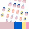 image:imageBABALAL Press On Nails Medium Almond Fake Nails Blue Swirl with Checkerboard amp Heart Glossy Y2K Retro Glue On Nails for Women and Girls 24PcsANU02flower