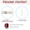 image:imageBABALAL Press On Nails Medium Almond Fake Nails Brown Green Plaid amp Apple Y2k Anime Glossy Full Cover Glue On Nails For Women And Girls 24Pcs01A001