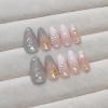image:imageBABALAL Press On Nails Medium Almond Fake Nails Brown Green Plaid amp Apple Y2k Anime Glossy Full Cover Glue On Nails For Women And Girls 24Pcs01A003