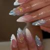 image:imageBABALAL Press On Nails Medium Almond Fake Nails Brown Green Plaid amp Apple Y2k Anime Glossy Full Cover Glue On Nails For Women And Girls 24Pcs01A003