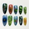 image:imageBABALAL Press On Nails Medium Almond Fake Nails Brown Green Plaid amp Apple Y2k Anime Glossy Full Cover Glue On Nails For Women And Girls 24Pcs01A00301
