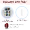 image:imageBABALAL Press On Nails Medium Almond Fake Nails Brown Green Plaid amp Apple Y2k Anime Glossy Full Cover Glue On Nails For Women And Girls 24Pcs01A00301