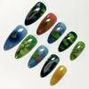 image:imageBABALAL Press On Nails Medium Almond Fake Nails Brown Green Plaid amp Apple Y2k Anime Glossy Full Cover Glue On Nails For Women And Girls 24Pcs01A00301