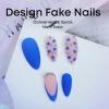image:imageBABALAL Press On Nails Medium Almond Fake Nails Brown Green Plaid amp Apple Y2k Anime Glossy Full Cover Glue On Nails For Women And Girls 24Pcs01A005blue