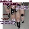 image:imageBABALAL Press On Nails Medium Almond Fake Nails Brown Green Plaid amp Apple Y2k Anime Glossy Full Cover Glue On Nails For Women And Girls 24Pcs01A008