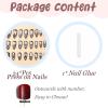 image:imageBABALAL Press On Nails Medium Almond Fake Nails Brown Green Plaid amp Apple Y2k Anime Glossy Full Cover Glue On Nails For Women And Girls 24Pcs01A009goth