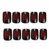 image:imageBABALAL Press On Nails Medium Almond Fake Nails Brown Green Plaid amp Apple Y2k Anime Glossy Full Cover Glue On Nails For Women And Girls 24Pcs01A011blackred