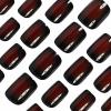 image:imageBABALAL Press On Nails Medium Almond Fake Nails Brown Green Plaid amp Apple Y2k Anime Glossy Full Cover Glue On Nails For Women And Girls 24Pcs01A011blackred