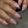 image:imageBABALAL Press On Nails Medium Almond Fake Nails Brown Green Plaid amp Apple Y2k Anime Glossy Full Cover Glue On Nails For Women And Girls 24Pcs01A014