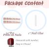 image:imageBABALAL Press On Nails Medium Almond Fake Nails Brown Green Plaid amp Apple Y2k Anime Glossy Full Cover Glue On Nails For Women And Girls 24Pcs01A014