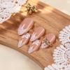 image:imageBABALAL Press On Nails Short Almond Fake Nails Purple Lavender Cat Eye With Gold Foil Floral Design Glossy Full Cover Glue On Nails For Women And Girls 24PcsCNF010