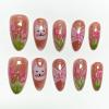image:imageBABALAL Press On Nails Short Almond Fake Nails Purple Lavender Cat Eye With Gold Foil Floral Design Glossy Full Cover Glue On Nails For Women And Girls 24PcsCNF015