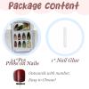 image:imageBABALAL Press On Nails Short Almond Fake Nails Purple Lavender Cat Eye With Gold Foil Floral Design Glossy Full Cover Glue On Nails For Women And Girls 24PcsCNF00402