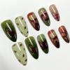 image:imageBABALAL Press On Nails Short Almond Fake Nails Purple Lavender Cat Eye With Gold Foil Floral Design Glossy Full Cover Glue On Nails For Women And Girls 24PcsCNF00402