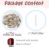 image:imageBABALAL Press On Nails Short Almond Fake Nails Purple Lavender Cat Eye With Gold Foil Floral Design Glossy Full Cover Glue On Nails For Women And Girls 24PcsCNF00201