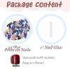image:imageBABALAL Press On Nails Short Almond Fake Nails Purple Lavender Cat Eye With Gold Foil Floral Design Glossy Full Cover Glue On Nails For Women And Girls 24PcsCNF00802