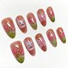 image:imageBABALAL Press On Nails Short Almond Fake Nails Purple Lavender Cat Eye With Gold Foil Floral Design Glossy Full Cover Glue On Nails For Women And Girls 24PcsCNF015