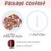 image:imageBABALAL Press On Nails Short Almond Fake Nails Purple Lavender Cat Eye With Gold Foil Floral Design Glossy Full Cover Glue On Nails For Women And Girls 24PcsCNF00301
