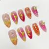 image:imageBABALAL Press On Nails Short Almond Fake Nails Purple Lavender Cat Eye With Gold Foil Floral Design Glossy Full Cover Glue On Nails For Women And Girls 24PcsCNF00301