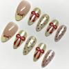 image:imageBABALAL Press On Nails Short Almond Fake Nails Purple Lavender Cat Eye With Gold Foil Floral Design Glossy Full Cover Glue On Nails For Women And Girls 24PcsCNF006