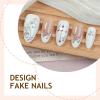 image:imageBABALAL Press On Nails Short Almond Fake Nails Purple Lavender Cat Eye With Gold Foil Floral Design Glossy Full Cover Glue On Nails For Women And Girls 24PcsCNF004