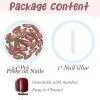 image:imageBABALAL Press On Nails Short Almond Fake Nails Purple Lavender Cat Eye With Gold Foil Floral Design Glossy Full Cover Glue On Nails For Women And Girls 24PcsCNF015