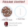 image:imageBABALAL Press On Nails Short Almond Fake Nails Purple Lavender Cat Eye With Gold Foil Floral Design Glossy Full Cover Glue On Nails For Women And Girls 24PcsCNF00401
