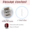 image:imageBABALAL Press On Nails Short Almond Fake Nails Purple Lavender Cat Eye With Gold Foil Floral Design Glossy Full Cover Glue On Nails For Women And Girls 24PcsCNF00101