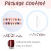 image:imageBABALAL Press On Nails Short Almond Fake Nails Purple Lavender Cat Eye With Gold Foil Floral Design Glossy Full Cover Glue On Nails For Women And Girls 24PcsCNF003