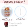 image:imageBABALAL Press On Nails Short Almond Fake Nails Purple Lavender Cat Eye With Gold Foil Floral Design Glossy Full Cover Glue On Nails For Women And Girls 24PcsCNF00202