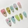 image:imageBABALAL Press On Nails Short Almond Fake Nails Purple Lavender Cat Eye With Gold Foil Floral Design Glossy Full Cover Glue On Nails For Women And Girls 24PcsCNF001