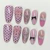 image:imageBABALAL Press On Nails Short Almond Fake Nails Purple Lavender Cat Eye With Gold Foil Floral Design Glossy Full Cover Glue On Nails For Women And Girls 24PcsCNF000