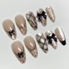 image:imageBABALAL Press On Nails Short Almond Fake Nails Purple Lavender Cat Eye With Gold Foil Floral Design Glossy Full Cover Glue On Nails For Women And Girls 24PcsCNF00101