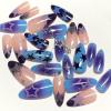 image:imageBABALAL Press On Nails Short Almond Fake Nails Purple Lavender Cat Eye With Gold Foil Floral Design Glossy Full Cover Glue On Nails For Women And Girls 24PcsCNF00802